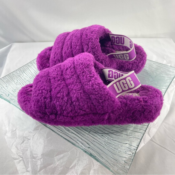 UGG Fluff Yeah Slide Slippers | Size 8 | Bold Purple Plush Comfort - Picture 5 of 9